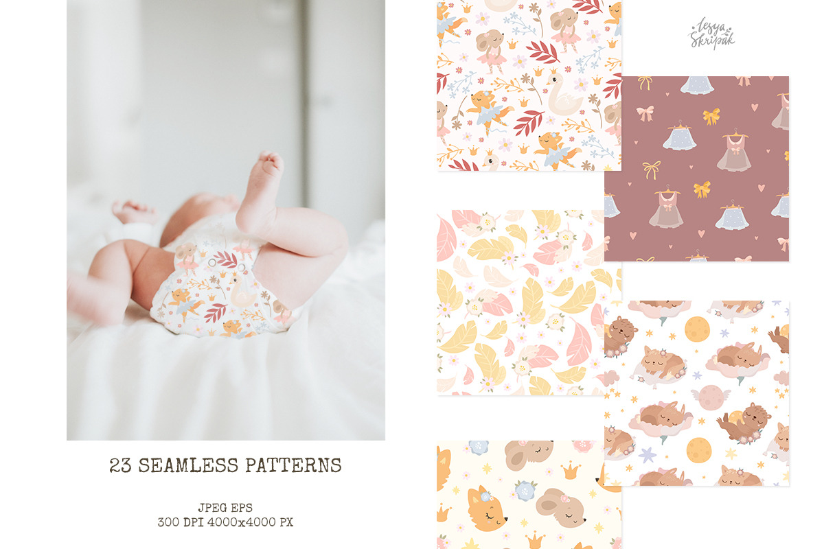 Little Ballerina. Clipart & Patterns, an Animal Illustration by Lesya Skripak (Photo 7 of 10)