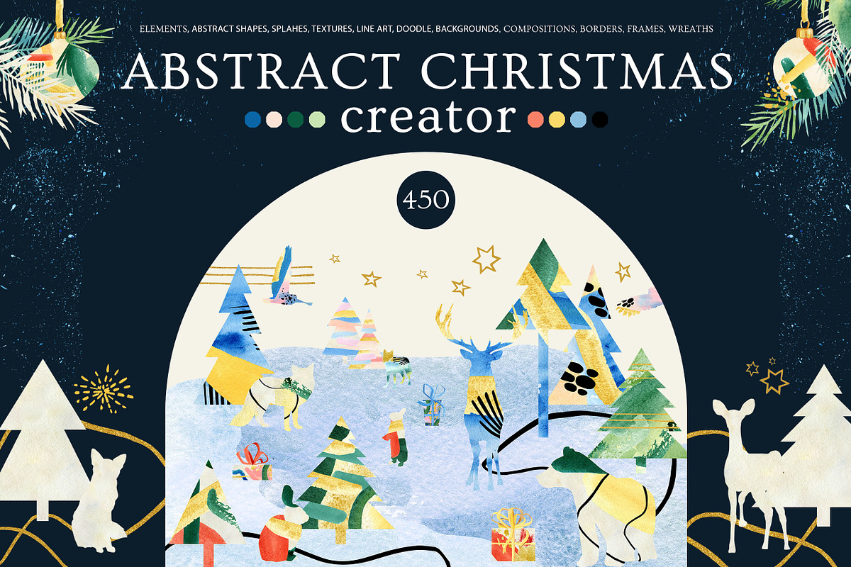 Watercolor Abstract Christmas, an Animal Illustration by AnnaTkachi (Photo 1 of 12)