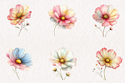 Watercolor Spring Cosmos Flowers Cli, an Illustration by CreationArt (Thumbnail 7 of 7)