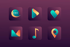 Modern 3D Set Icon Logo