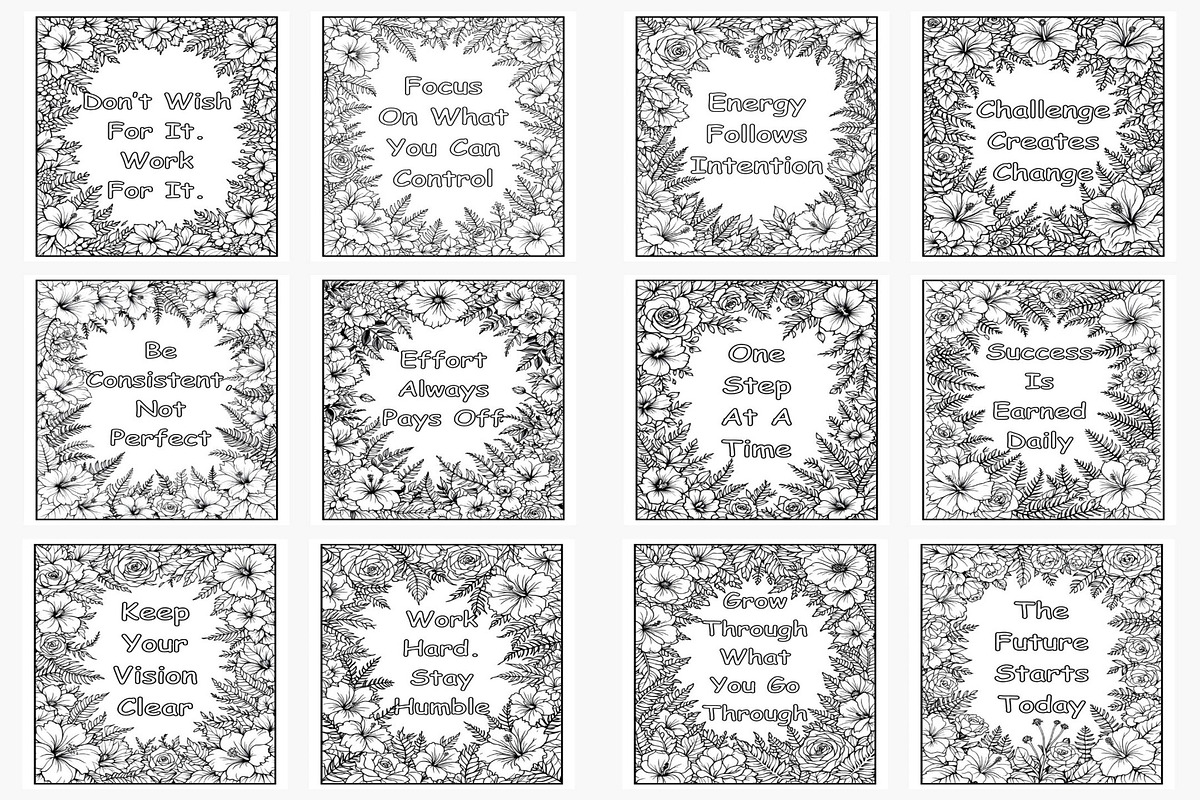 Floral Motivational Coloring Pages preview 2