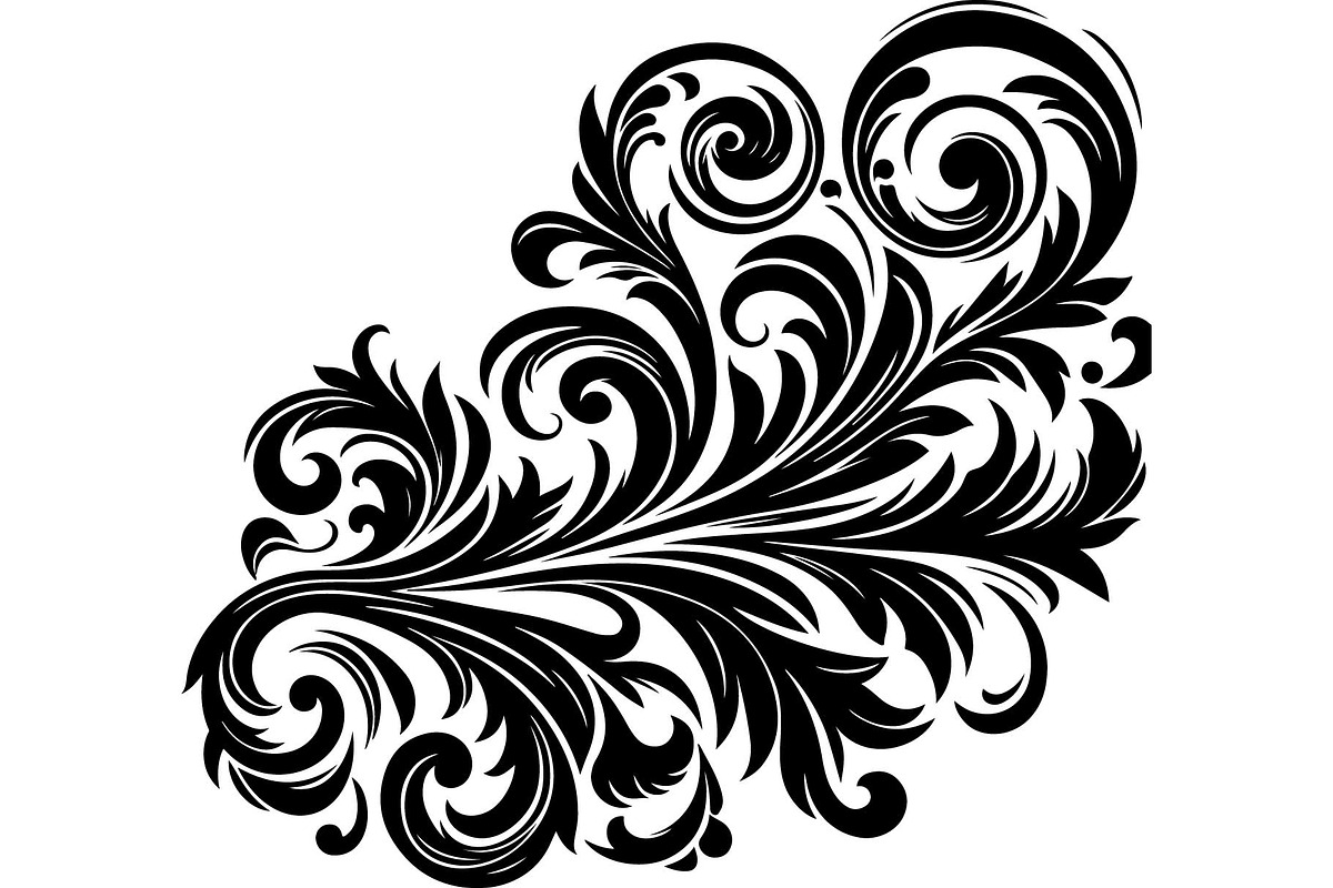 Baroque Black Floral Ornament Set, an Object Graphic by Designer_Momina (Photo 4 of 13)