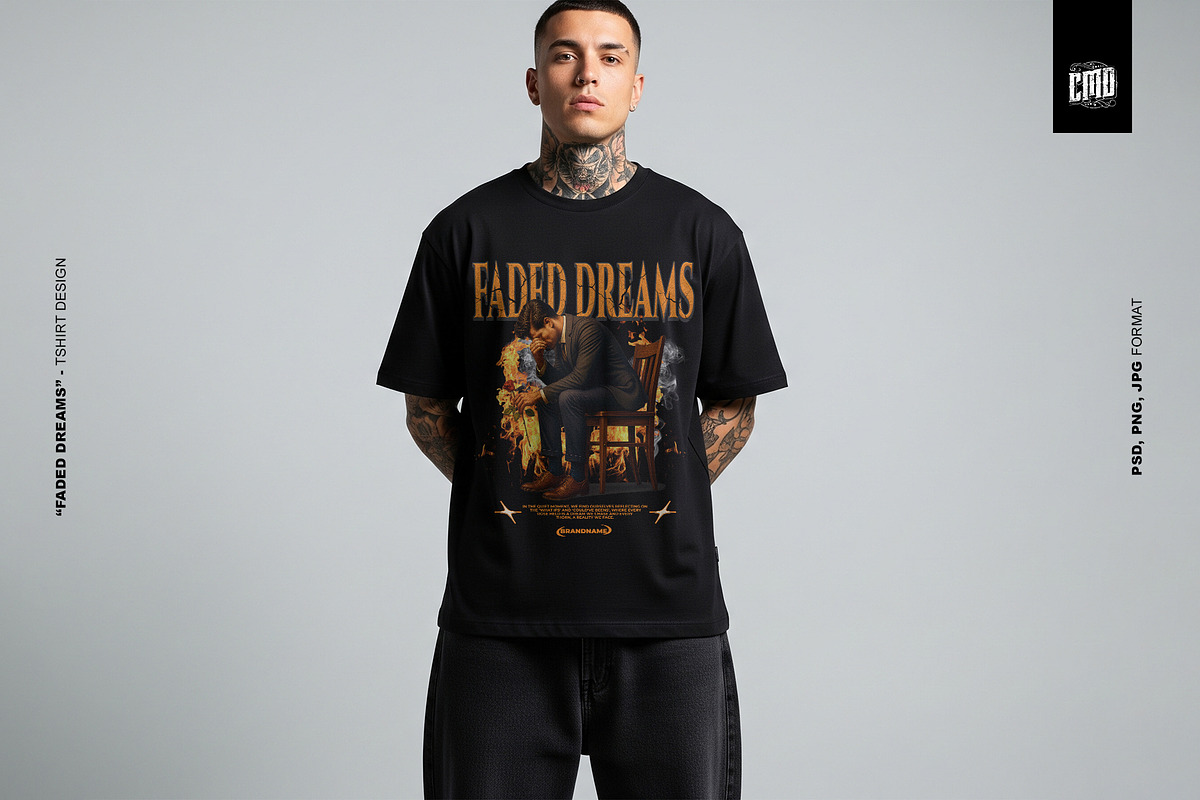 FADED DREAMS - T-Shirt Design, an Object Graphic by Cmd Project (Photo 10 of 10)