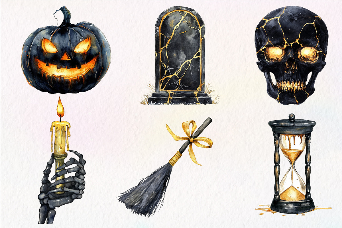 Vintage Creepy Halloween Clipart, an Illustration by Dream Creation (Photo 6 of 7)