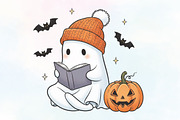 Cute Ghost Halloween PNG, an Illustration by CraftArtStudio (Thumbnail 1 of 4)