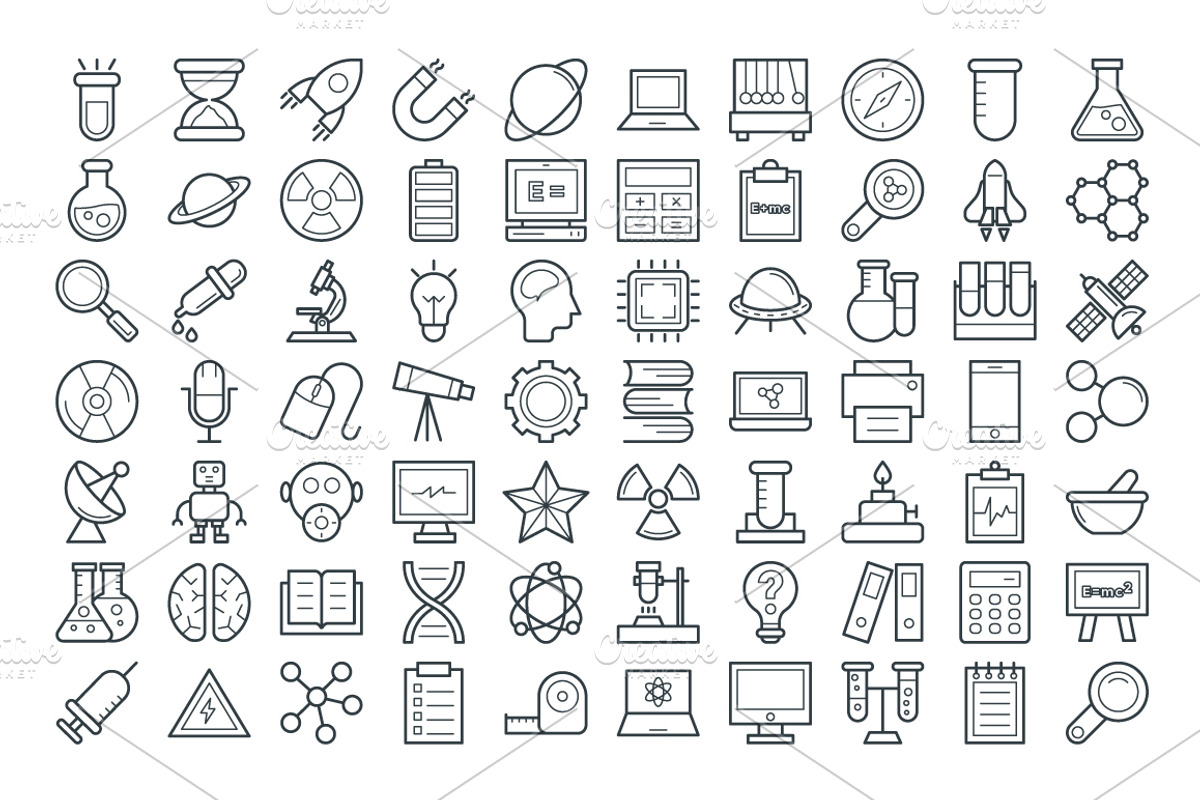 100+ Science and Technology Icons, an Outline Icon by Vectors Market (Photo 2 of 3)