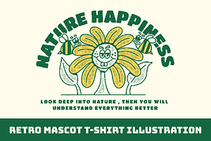 Retro Sunflower Smiling Mascot