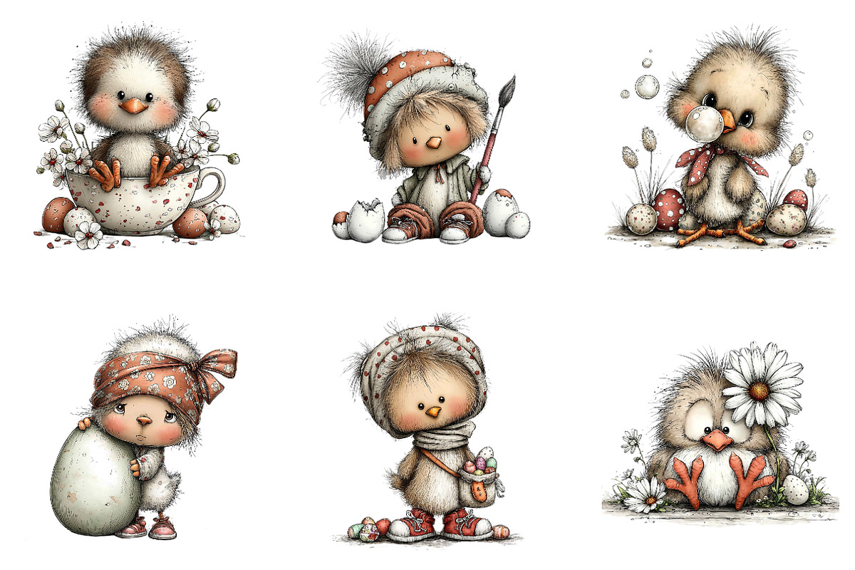 Whimsical Easter Chick Clipart, an Illustration by CreationArt (Photo 5 of 6)