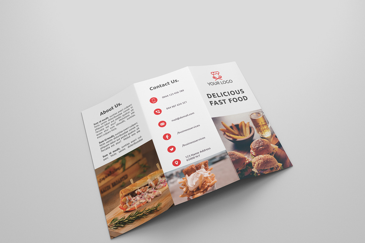 Fast Food Tri-fold Brochures, a Brochure Template by UNIK Agency (Photo 2 of 15)
