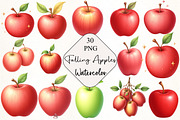 Falling Apples Watercolor Clipart, an Illustration by CrexoraLab (Thumbnail 1 of 5)