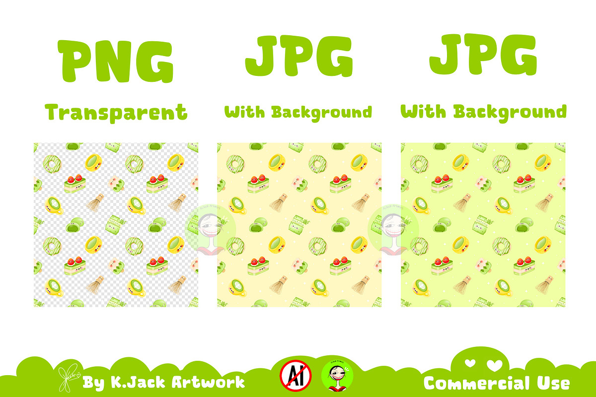 Cute kawaii matcha seamless, a Background Graphic by K.JackArtwork (Photo 2 of 7)