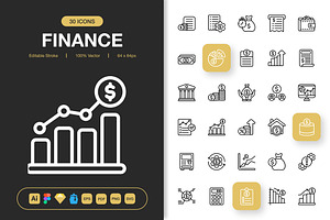 Finance Icons, an Outline Icon by Spacepixel Creative