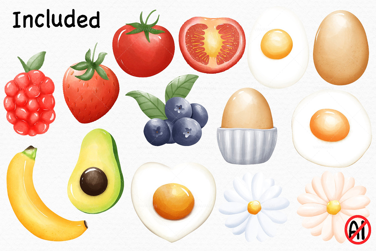 Watercolor Breakfast Clipart, a Food Illustration by Vavavan Artwork (Photo 3 of 4)