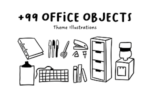 99+ Hand-Drawn Office Objects, an Object Illustration by The Journey Atelier