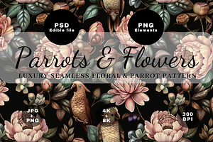 Seamless Floral & Parrot Pattern