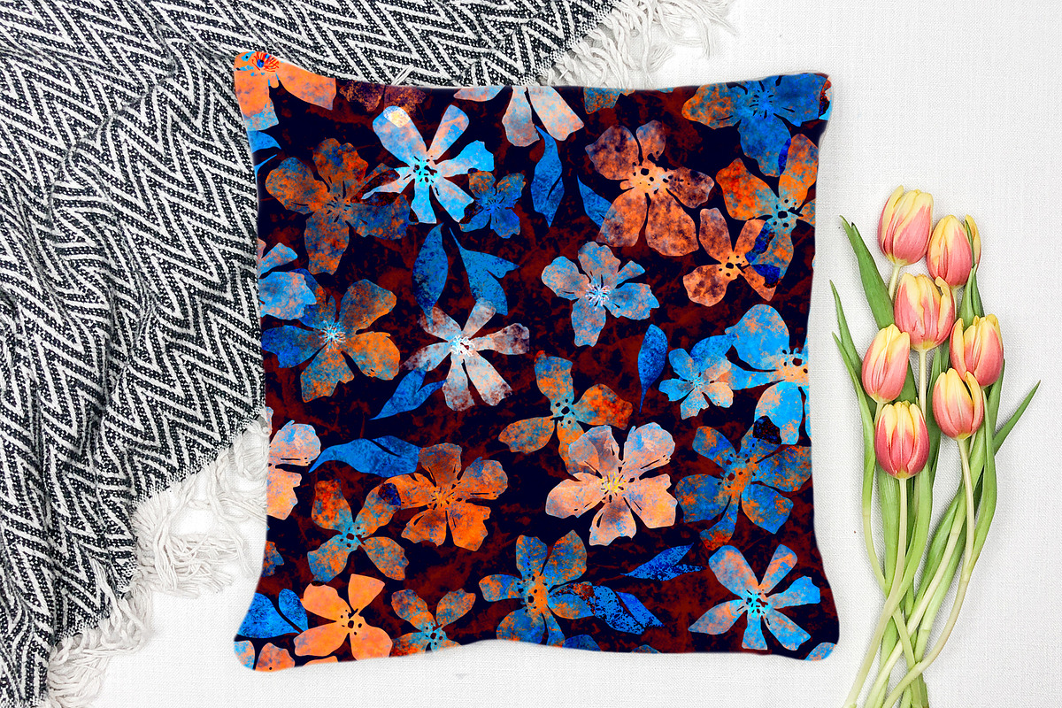 Blue & Orange Floral Pattern, a Pattern Graphic by MartinShop (Photo 8 of 10)