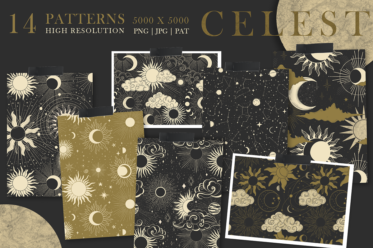 Celestial Soul. Sun Moon Space., a Pattern Graphic by Alena Zaytseva (Photo 7 of 18)