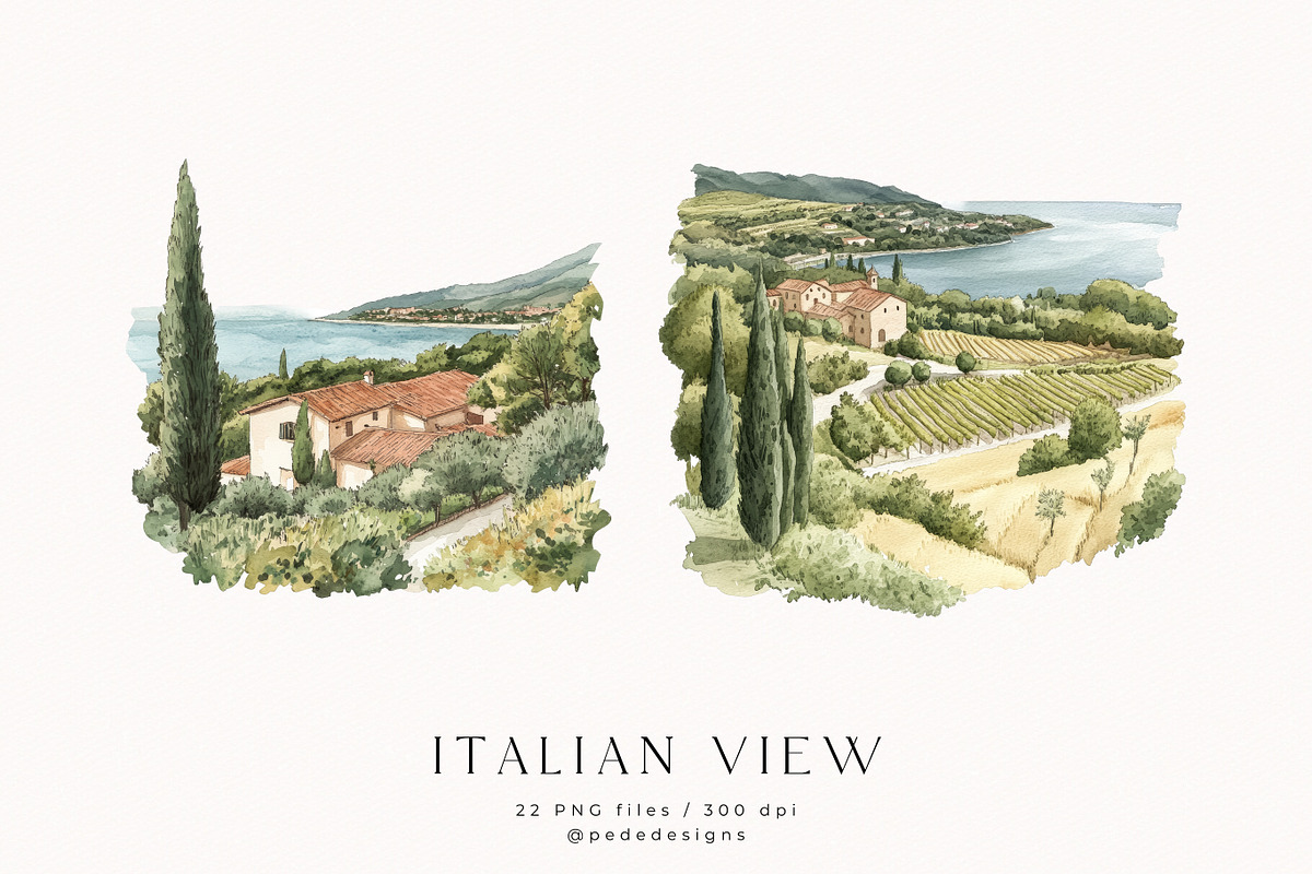 Italian View, a Decorative Illustration by PeDe Designs (Photo 4 of 9)