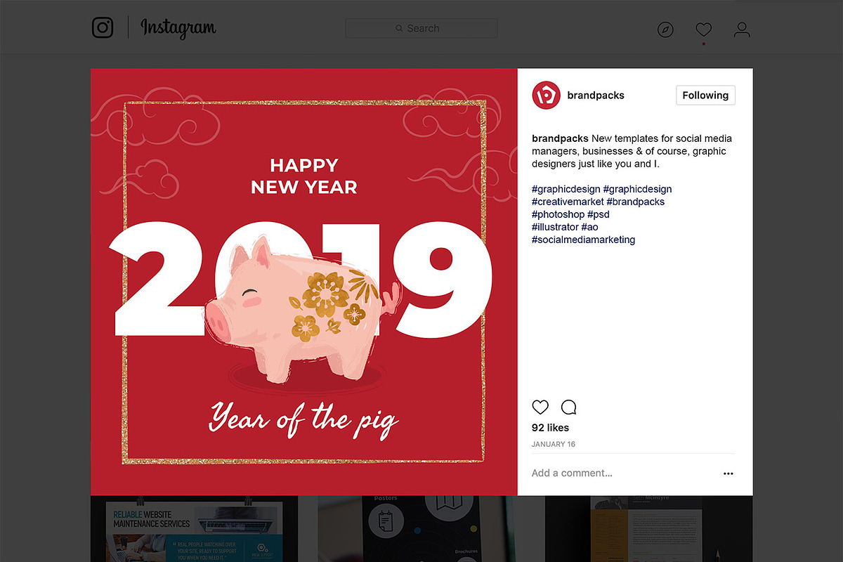 Chinese New Year Instagram Templates, a Social Media Template by BrandPacks (Photo 6 of 11)