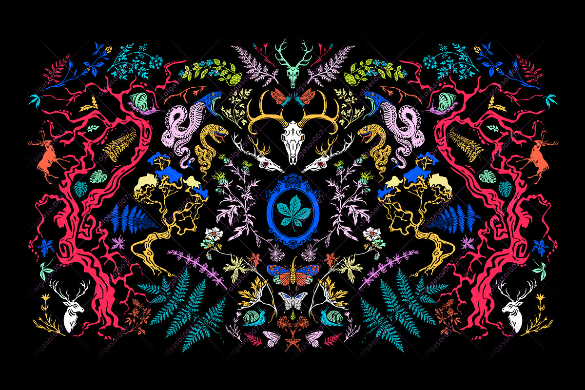 Enchanted midnight forest, an Animal Illustration by OlgaSoi007 (Photo 9 of 10)