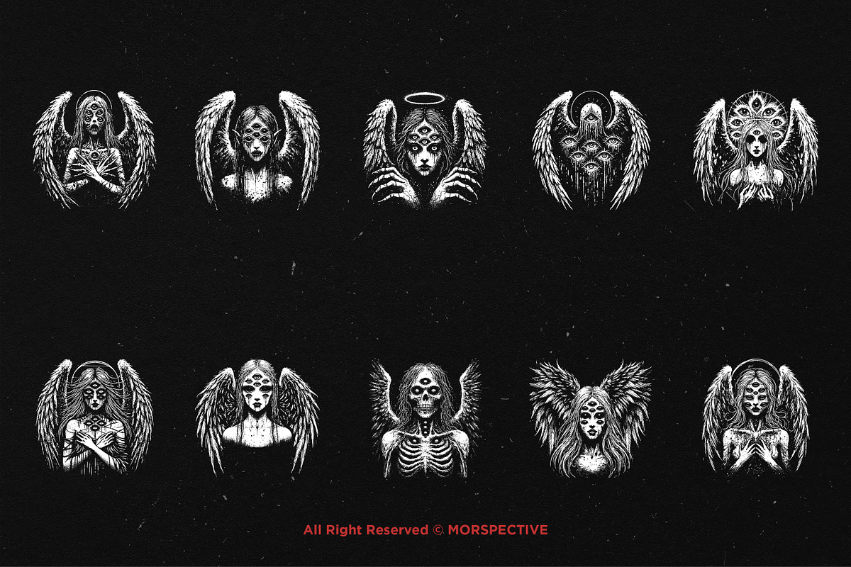10 Bundle Dark Art Angel Eyes Women, an Illustration by Morspective (Photo 6 of 7)