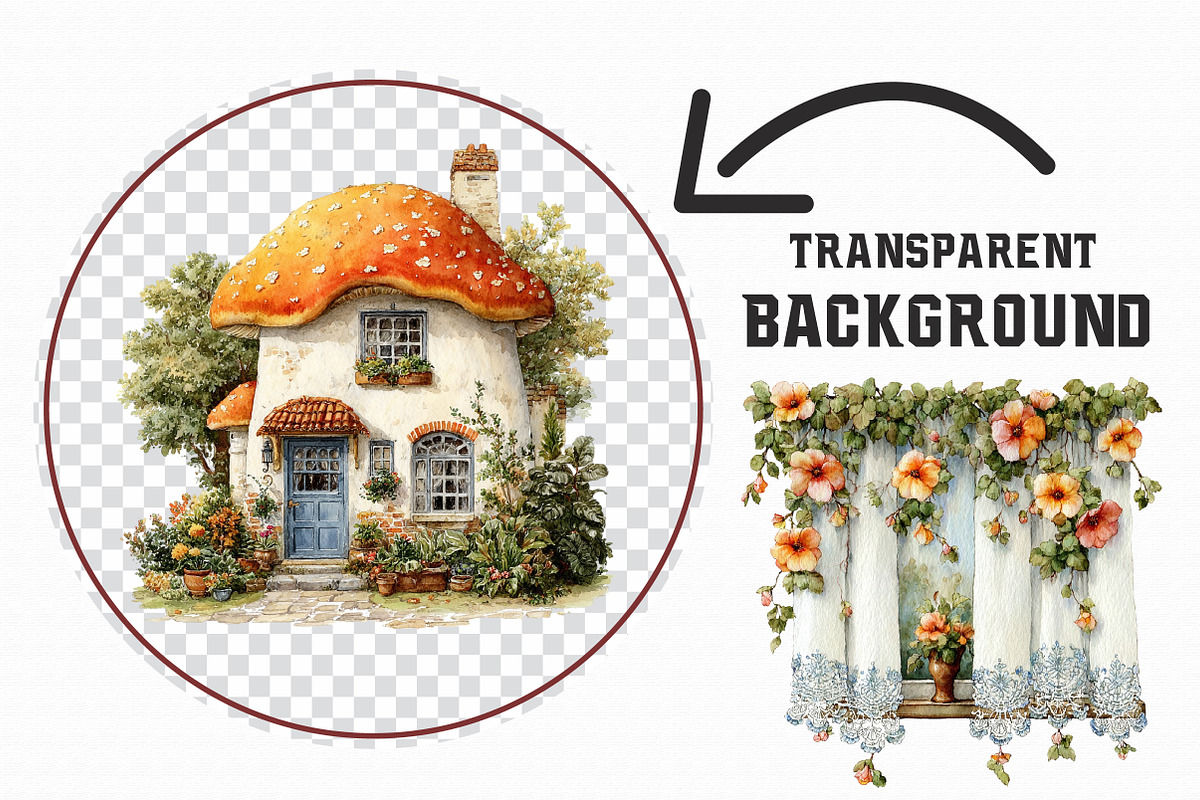 Whimsical Cottagecore Clipart Set, an Illustration by Libby Wishes (Photo 3 of 6)