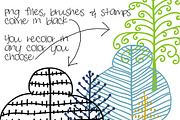 Doodle Trees Clipart, Brushes-Stamps, an Illustration by Colors on Paper (Thumbnail 2 of 3)