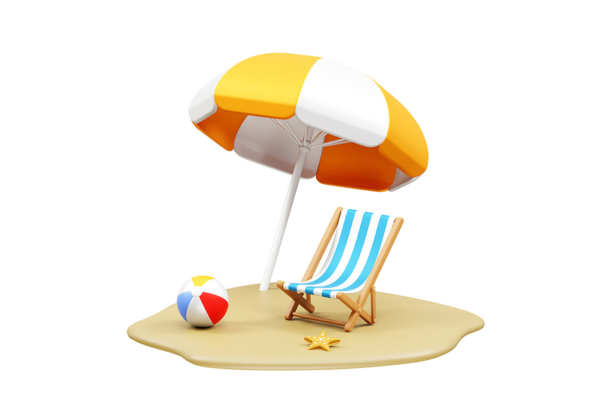 starfish and beach chair icon, an Object Illustration by fahad121