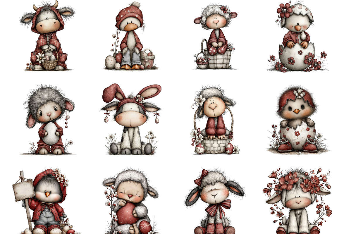 Whimsical Baby Farm Easter Clipart, an Illustration by Designking (Photo 3 of 5)