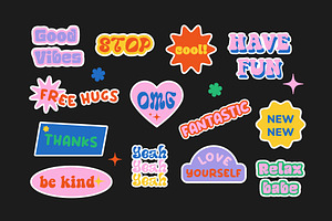 Retro Stickers Pack Elements