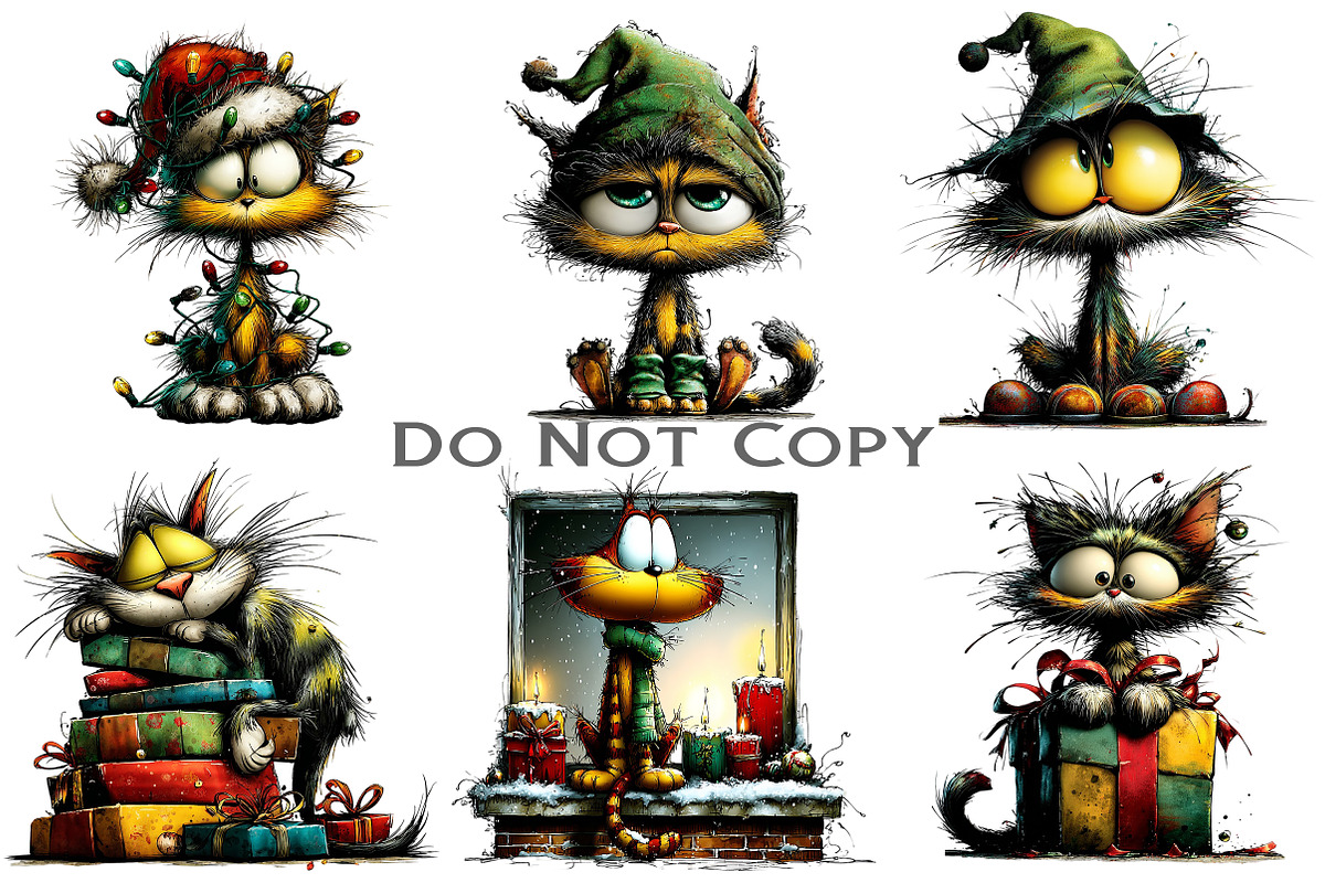 Whimsical Christmas Cat Clipart, an Illustration by Craft Nest (Photo 6 of 8)