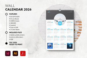 Printable 2026 Calendar A3 Size, a Stationery Template by MstArtwork