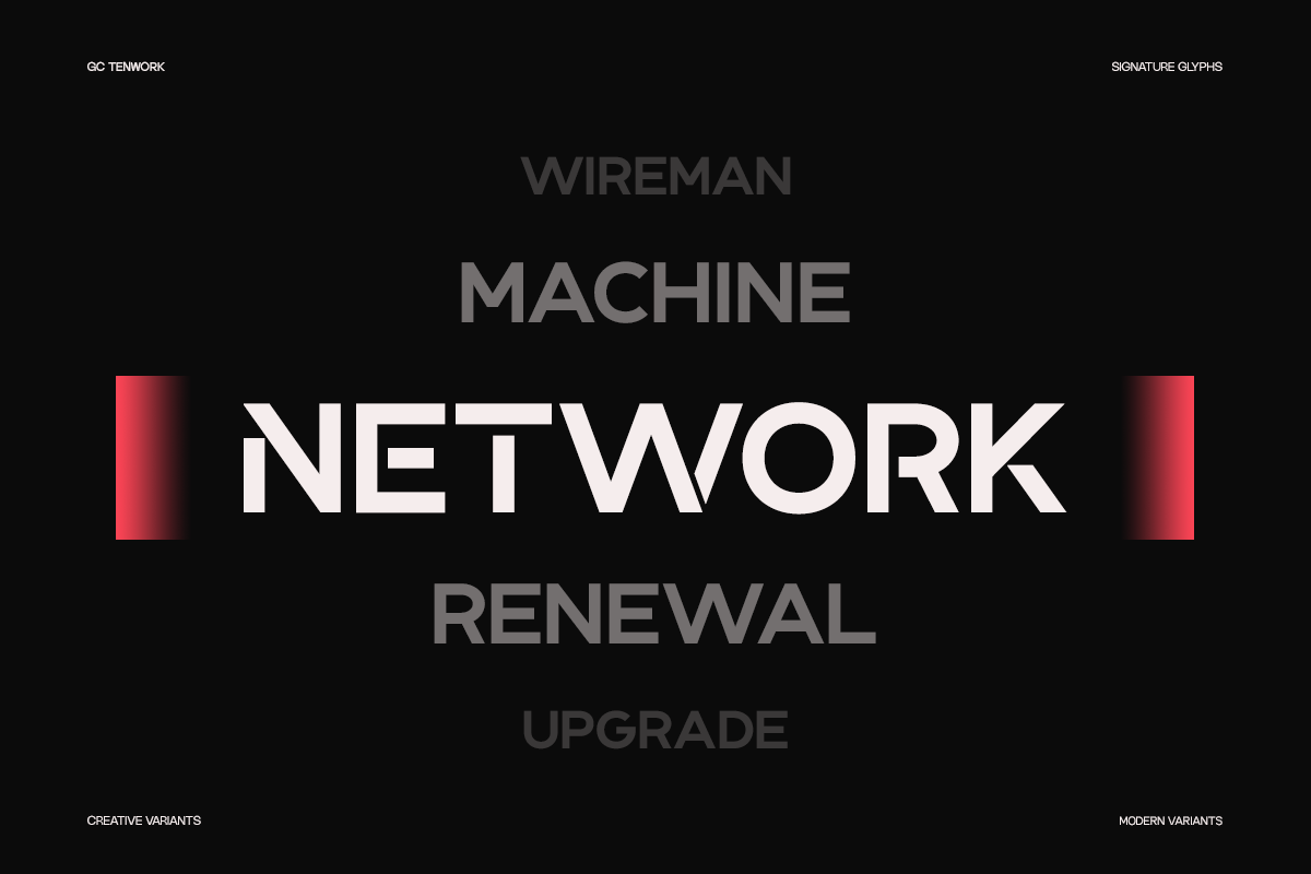 GC Tenwork - Modern Tech Sans, a Sans Serif Font by Glyphonic (Photo 5 of 15)