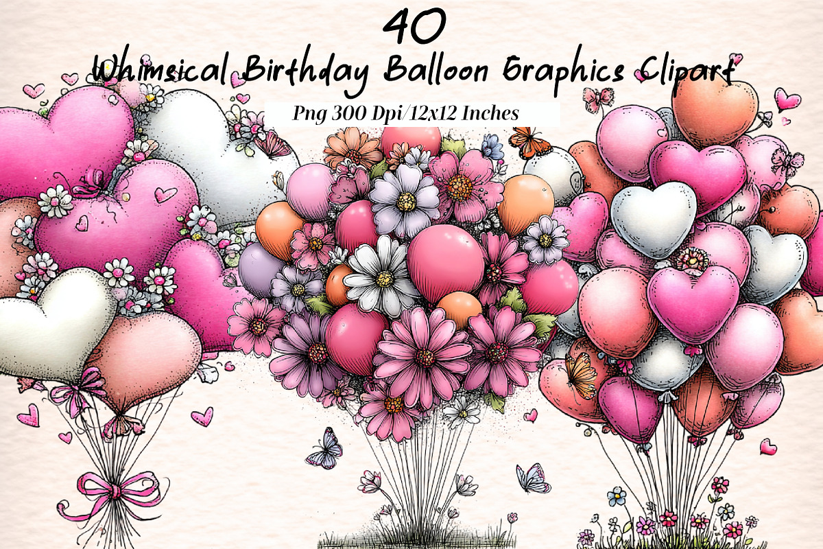 Whimsical Birthday Balloon Graphics, an Illustration by Digital Artistic99 (Photo 1 of 11)