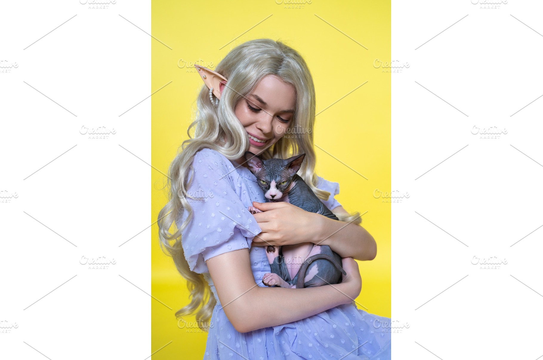 Cosplay elf hugging Sphinx kitten, a Person Photo by Alexander-Piragis ...