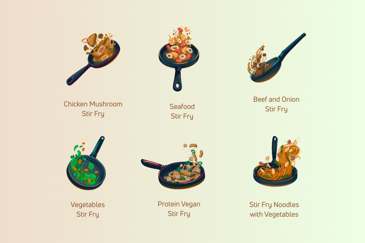 Stir Fry Cooking Illustrations, a Food Illustration by Deemak Daksina (Photo 3 of 3)