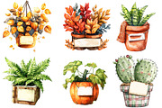 Positive Autumn Houseplant Clipart, an Illustration by Watercolor design (Thumbnail 4 of 4)