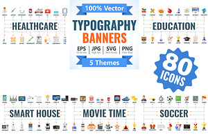 Set Typography Banners, an Education Illustration by TAlex