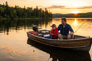 Father and Child Fishing at Sunset, a Sports & Recreation Photo by Davizro's Market