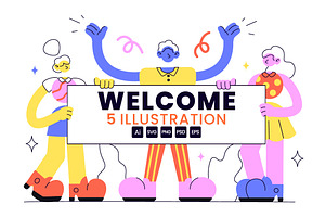 5 Welcome Vector Illustration