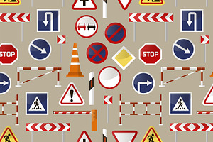 Road Barriers And Signs Pattern