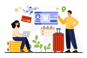 Online Plane Ticket Booking Travel, an Object Illustration by Flashvector