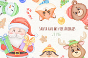 Christmas Winter Animals Clipart, an Animal Illustration by ekossa_art (Thumbnail 1 of 7)