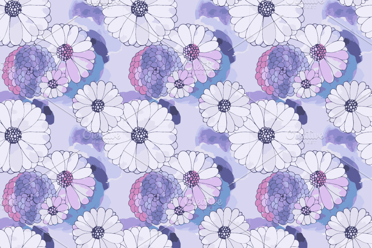 4 Daisy seamless patterns, a Pattern Graphic by Alena Stoyko design (Photo 4 of 5)