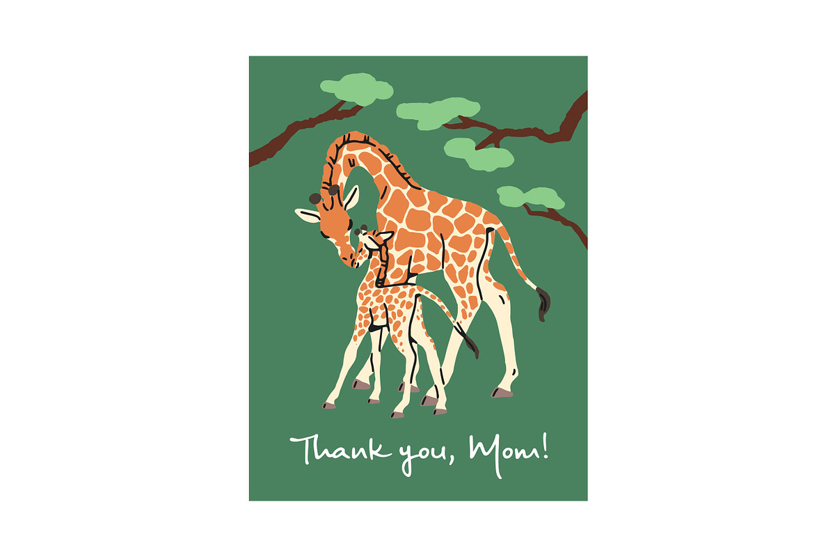 Mother's Day cards with animals set, an Animal Illustration by PaperTrident (Photo 6 of 11)