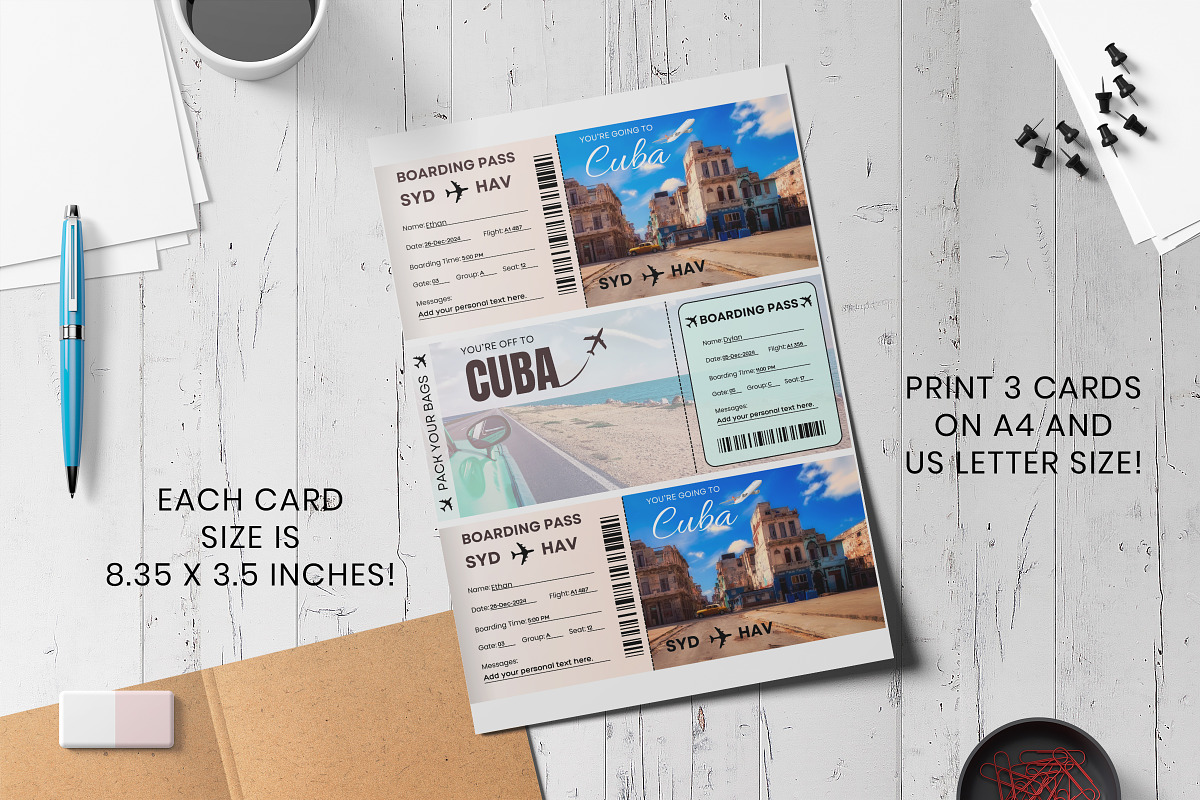 Printable Cuba Boarding Template, a Card Template by Snapybiz (Photo 4 of 9)