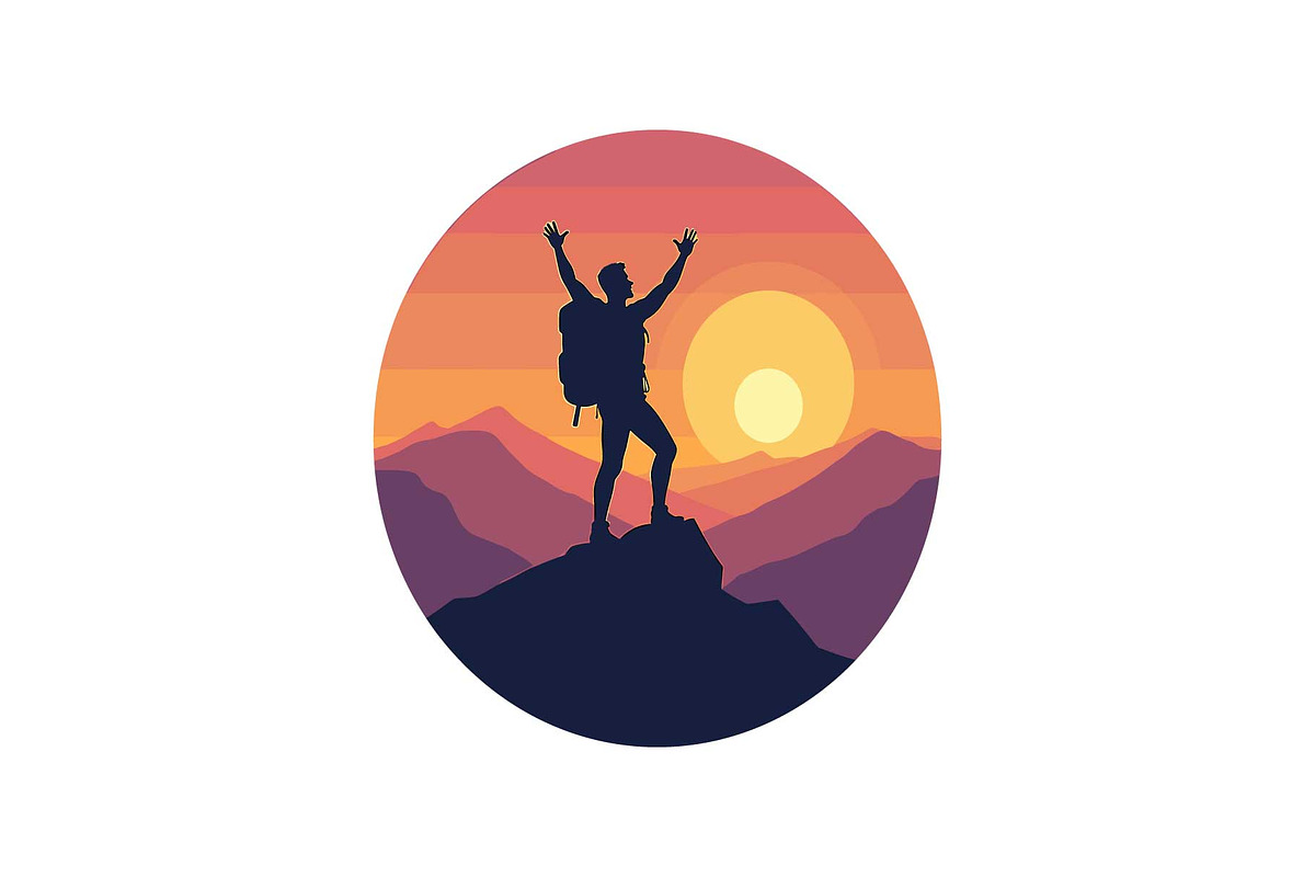 Sunset Hiking Silhouette  Bundle, an Object Graphic by yasushie (Photo 6 of 16)