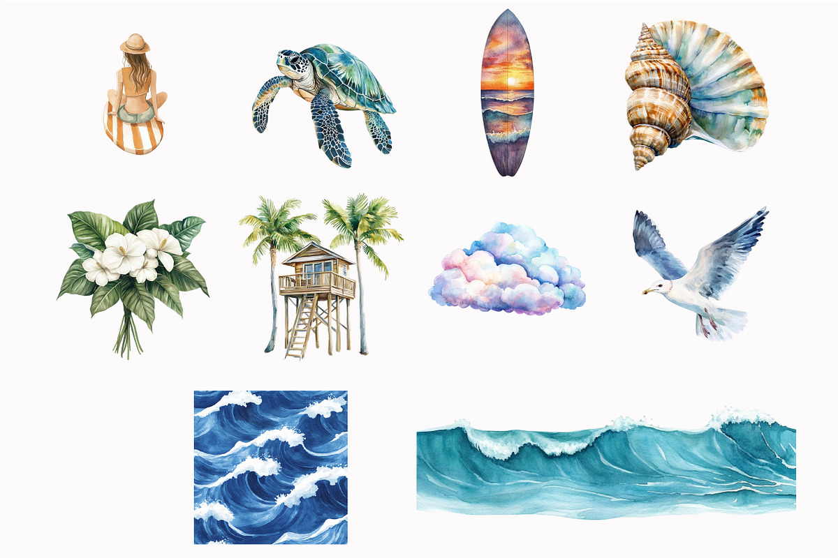 Retro Surf Clipart Set, an Illustration by Design Market (Photo 5 of 5)