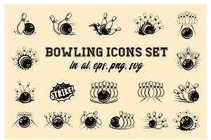Bowling skittles & ball crushing set, a Sport Illustration by Lettering_Logo