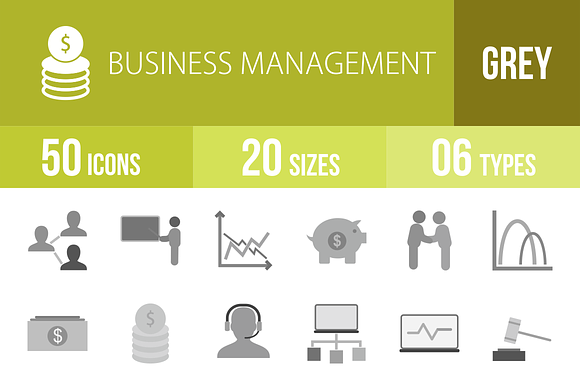 50 Business Greyscale Icons